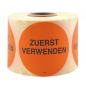 Preview: Etikett "ZUERST VERWENDEN" selbstklebend auf der Rolle